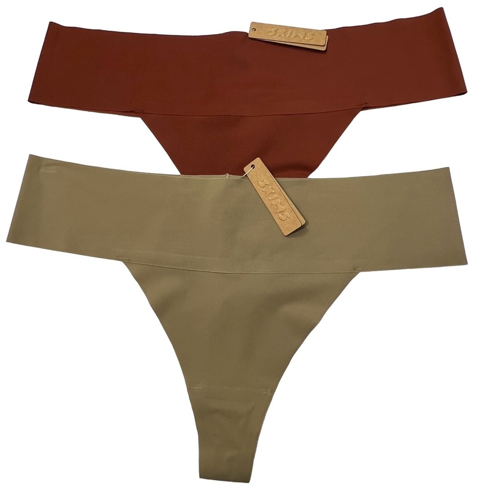 SKIMS‎ Naked Thong Lot of 2 Desert + Saffron Womens XL
